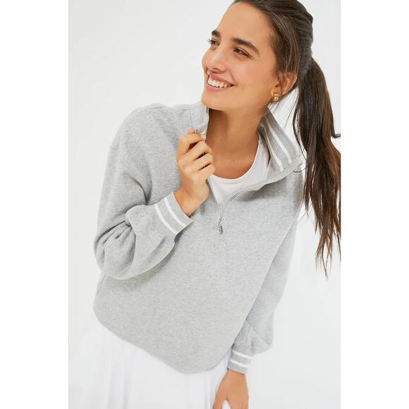 Tuckernuck Heathered Gray Carlson Quarter Zip Sweatshirt | SZ L - Picture 1 of 16